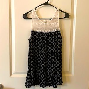 Black with white lace tank top blouse